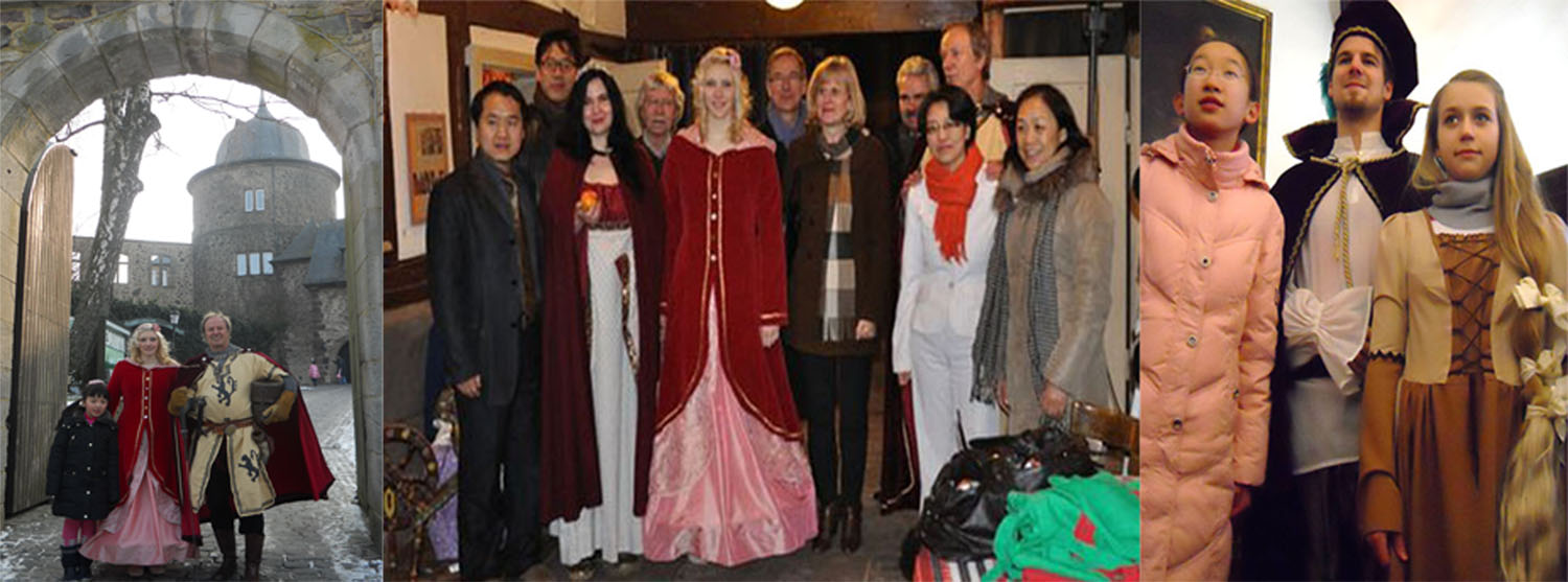 30.01.2012 - Die chineschen Gäste wurden von Dornröschen, Schneewittchen und Ritter Dietrich durch das Dornröschenschloss Sababurg und die Trendelburg, Heimat Rapunzels, geleitet. Mittwoch 01.02.2012