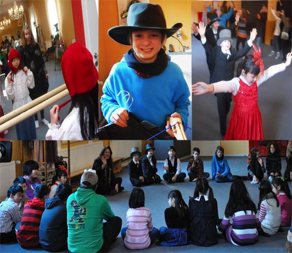 In der Montessori Theaterschule waren bei gemeinsamen Verkleiden und Tanz schnell neue Freunde gewonnen. Donnerstag 02.02.2012